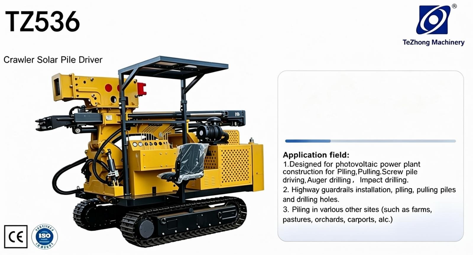 TZ536 crawler solar pile driver, max piling height 5.9m, drilling depth 5.5m