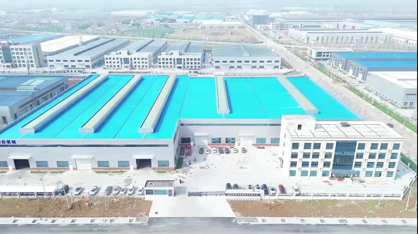 Tezhong Machinery factory aerial view, pile driver manufacturing plant in An Hui China